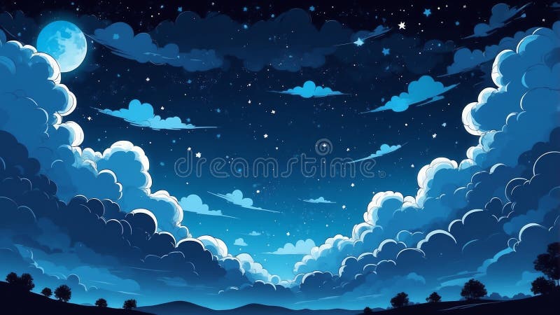 Rêve bleu thème mignon nuit ciel ai généré illustration libre de droits