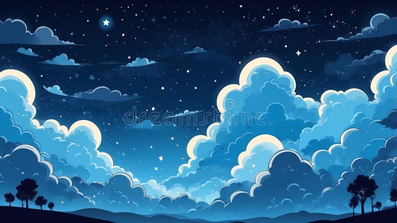 Rêve bleu thème mignon nuit ciel ai généré illustration libre de droits
