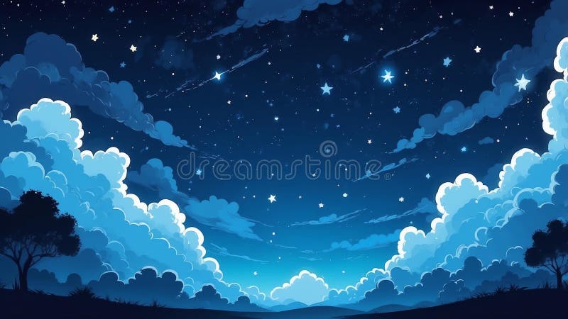 Rêve bleu thème mignon nuit ciel ai généré illustration libre de droits