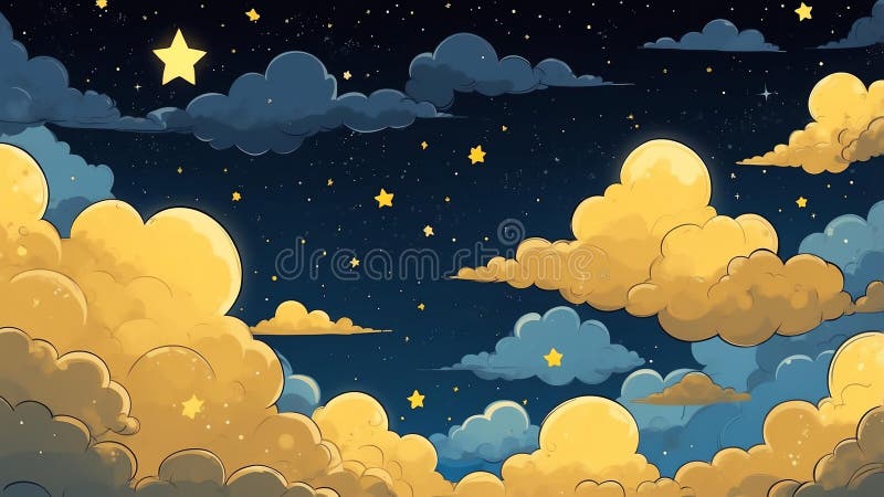Rêve jaune thème nuit ciel mignon arrière-groupe ai généré illustration libre de droits