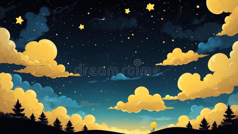 Rêve jaune thème nuit ciel mignon arrière-groupe ai généré illustration stock