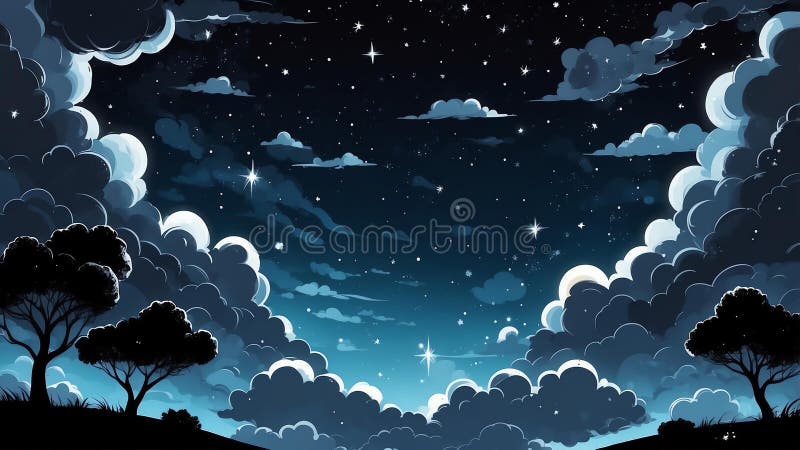 Rêve noir thème nuit ciel mignon fond ai généré illustration de vecteur