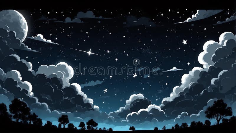Rêve noir thème nuit ciel mignon fond ai généré illustration libre de droits