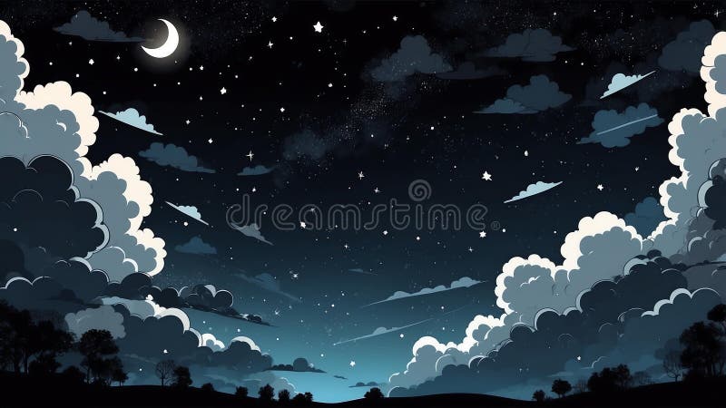 Rêve noir thème nuit ciel mignon fond ai généré illustration stock