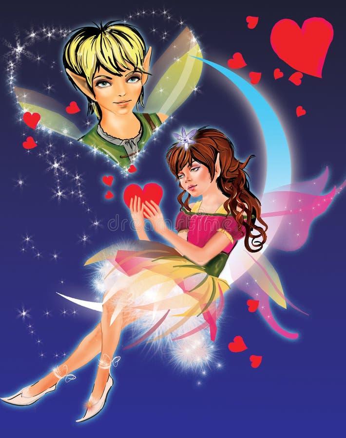 Rêver la fille d'elfe illustration de vecteur Rêver la fille d'elfe illustration de vecteur