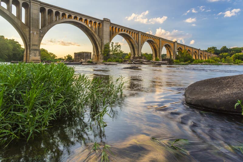 Río de Richmond Railroad Bridge Over James fotografía de archivo libre de regalías Río de Richmond Railroad Bridge Over James fotografía de archivo libre de regalías