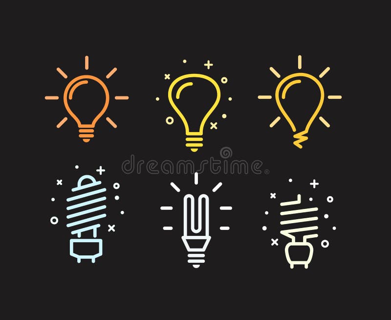 Różne nowożytne lightbulb sylwetki ilustracja wektor Różne nowożytne lightbulb sylwetki ilustracja wektor