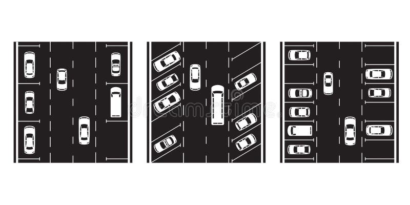 Różne rodzaje miejsc parkingowych dla samochodów ilustracja wektor