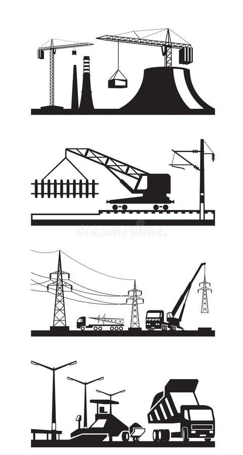 Różni typ budów sceny ilustracja wektor