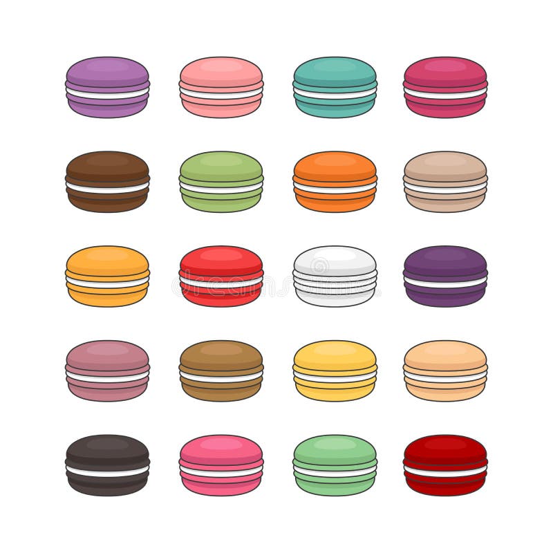 Różni typ macaroons Set różny smaku torta macaro ilustracja wektor Różni typ macaroons Set różny smaku torta macaro ilustracja wektor