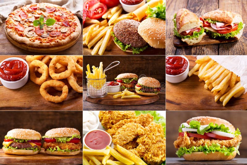 Różnorodni fastów food produkty