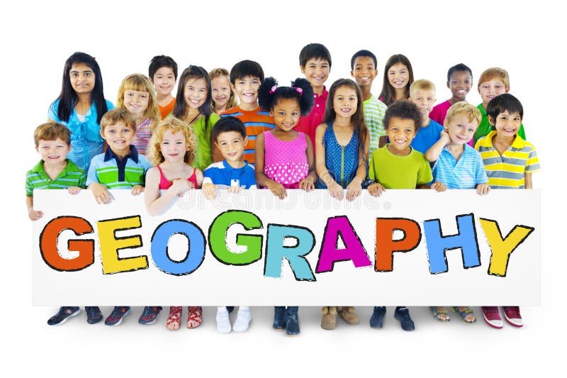 Różnorodni Rozochoceni dzieci Trzyma słowo geografię