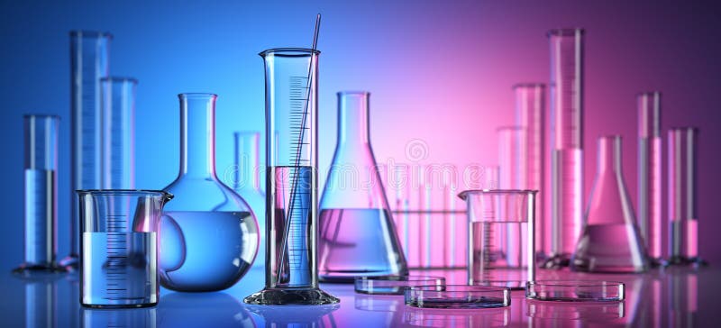 Różny laborancki glassware z cieczami ilustracja wektor Różny laborancki glassware z cieczami ilustracja wektor