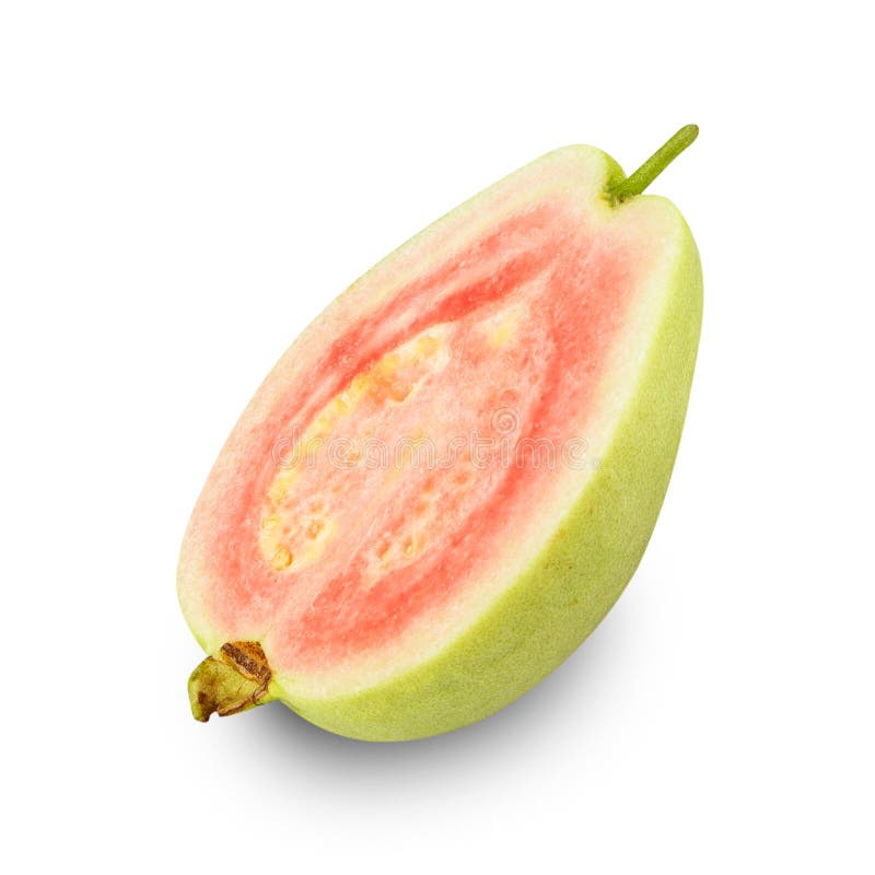 Różowa Guava izolowana na białym tle ze ścieżką przycinającą pełną głębokość pola. obrazy royalty free