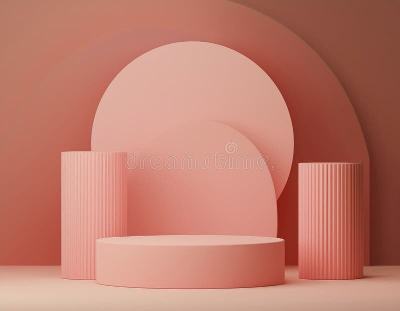 Różowe podiony geometryczne kremu : abstrakcyjna scena minimalna royalty ilustracja