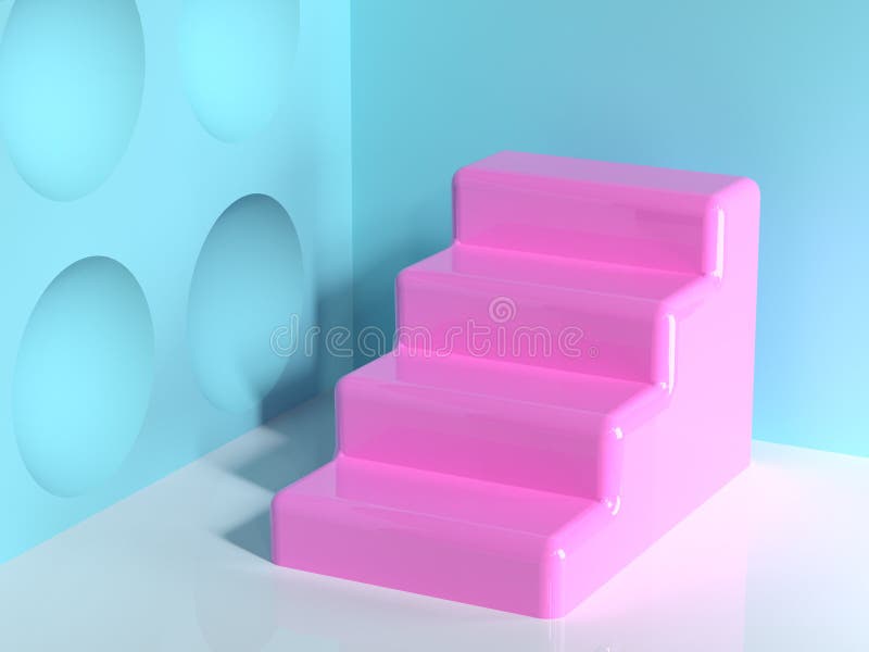 R?? owego geometrycznego kszta? ta b?? kita? ciany k? ta sceny bia? ego pod? ogowego abstrakcjonistycznego minimalnego schody pusty pod ilustracji