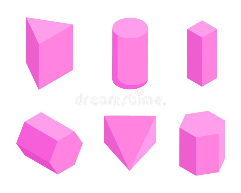Różowi graniastosłupy, set Sześć Geometrycznych postaci sztandarów royalty ilustracja Różowi graniastosłupy, set Sześć Geometrycznych postaci sztandarów royalty ilustracja