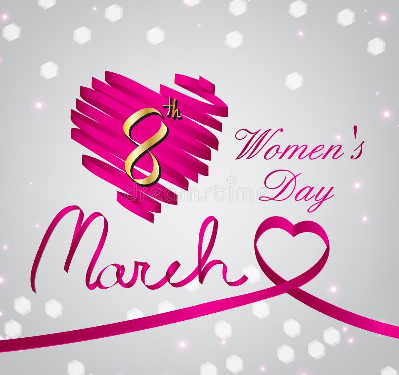 Różowy atłasowy glansowany tasiemkowy kierowy women'day ilustracji Różowy atłasowy glansowany tasiemkowy kierowy women'day ilustracji