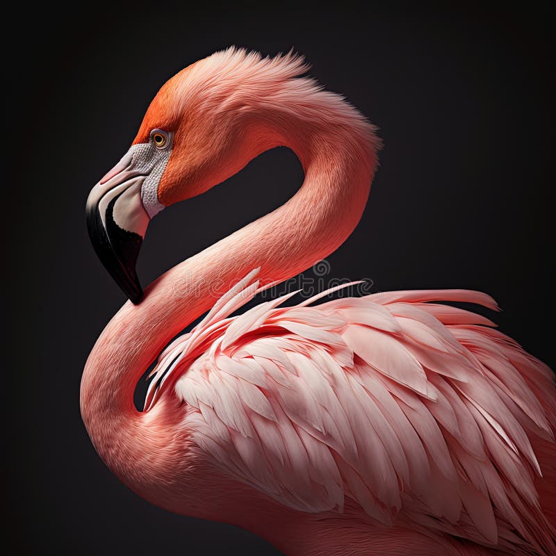 Różowy flamingo portret w studio ultra realistyczny obraz generujący ai royalty ilustracja