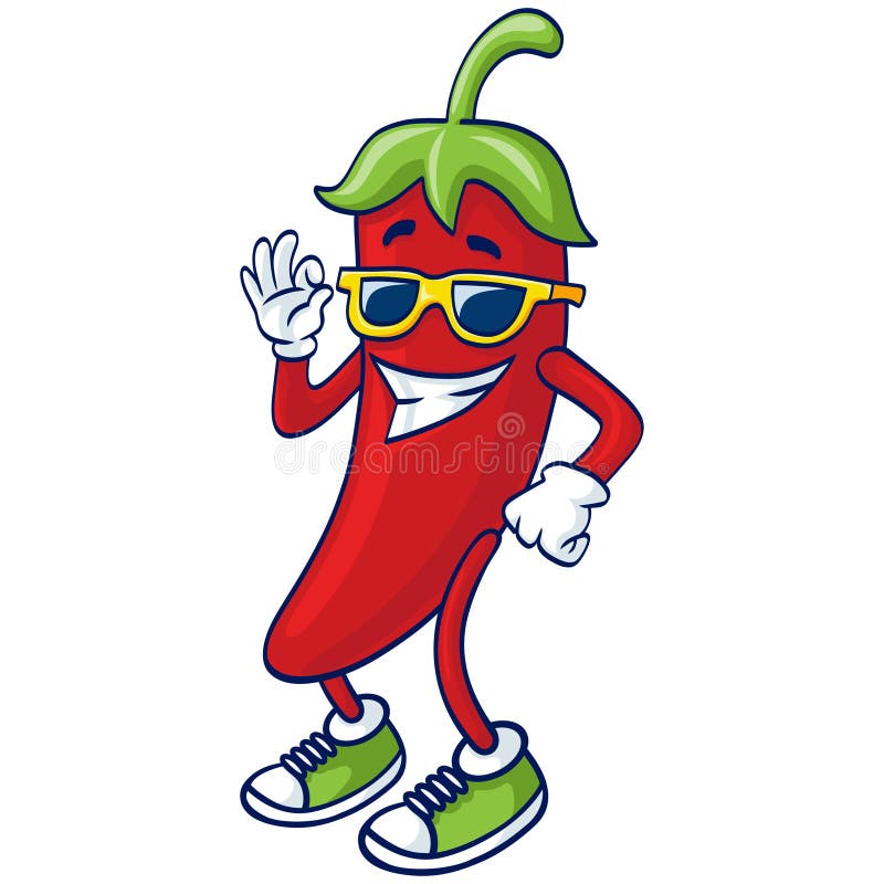 Röd chili cartoon mascot retro vintage teckendesignvektor vektor illustrationer