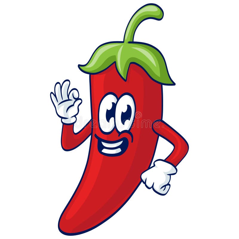 Röd chili cartoon mascot-teckendesignvektor vektor illustrationer