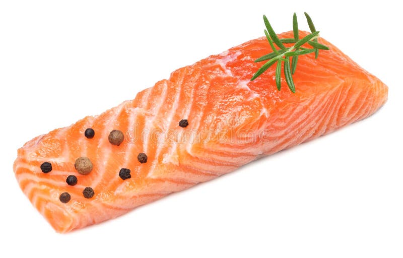 Röd fisk Rå laxfilé med rosmarinisolaten på vit bakgrund arkivfoto Röd fisk Rå laxfilé med rosmarinisolaten på vit bakgrund arkivfoto