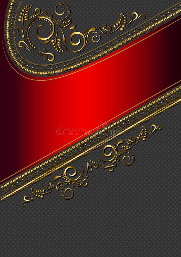 Röd gräns med den guld- modellen royaltyfri illustrationer Röd gräns med den guld- modellen royaltyfri illustrationer
