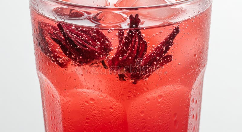 Röd Hibiscus Infekt mousserande dryck i glas vektor illustrationer