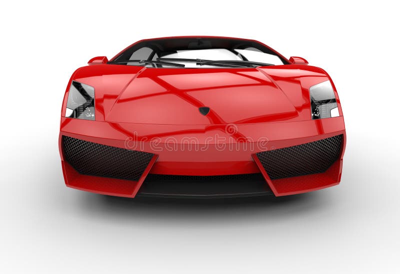 Röd Supercar - Front View fotografering för bildbyråer Röd Supercar - Front View fotografering för bildbyråer