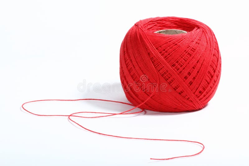 Isolated red thread ball with string. Isolated red thread ball with string
