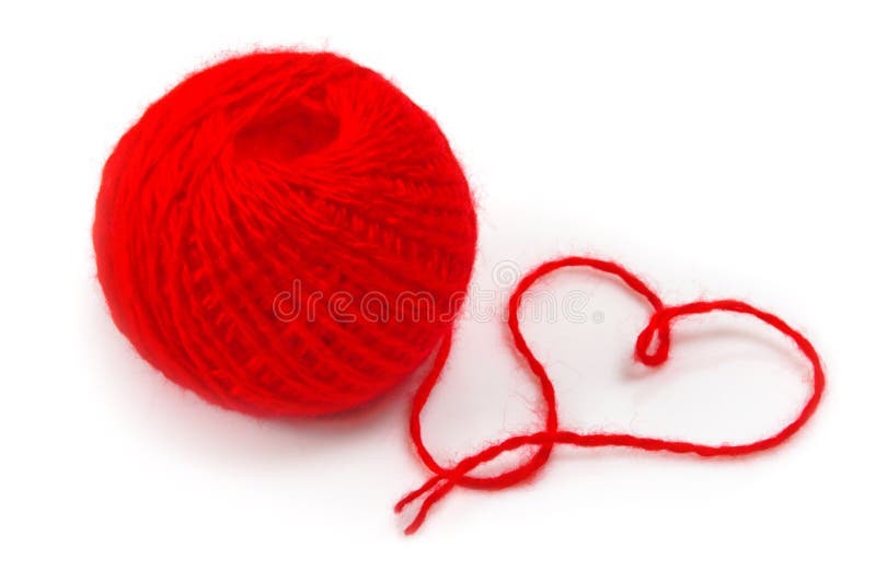 Red thread clew isolated over white background. Red thread clew isolated over white background