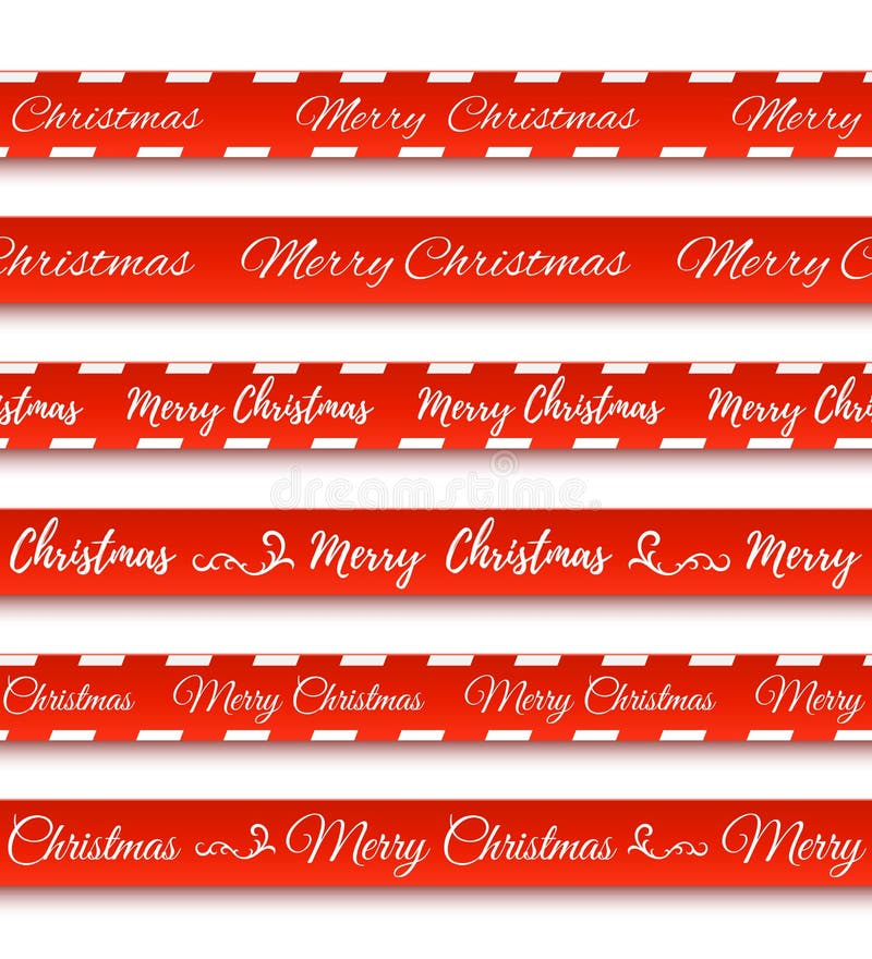 Röda baner för glad jul Uppsättning av varningsband stock illustrationer Röda baner för glad jul Uppsättning av varningsband stock illustrationer