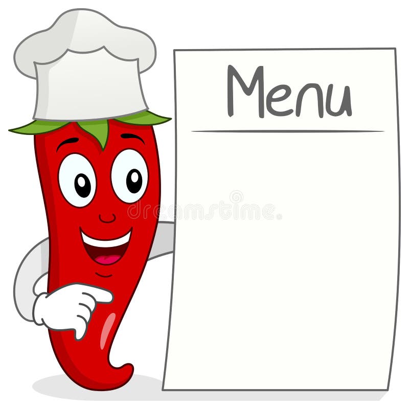 Röda Chili Pepper med den tomma menyn stock illustrationer Röda Chili Pepper med den tomma menyn stock illustrationer