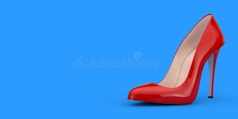 Red High Heels Wooman Shooes on a blue background. 3d Rendering. Red High Heels Wooman Shooes on a blue background. 3d Rendering