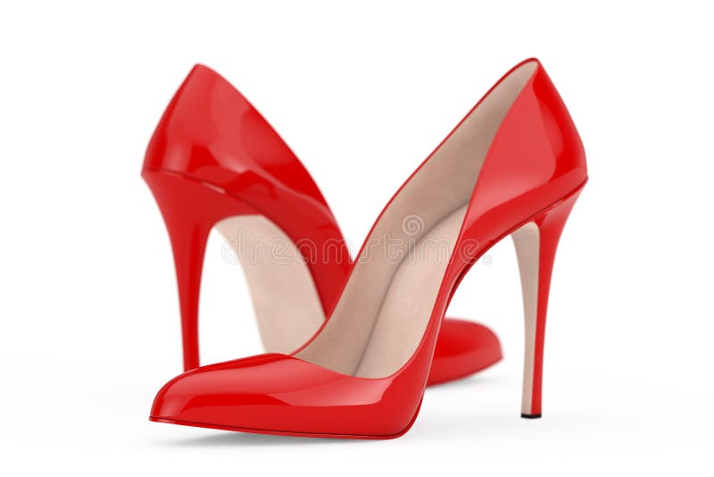 Red High Heels Wooman Shooes on a white background. 3d Rendering. Red High Heels Wooman Shooes on a white background. 3d Rendering