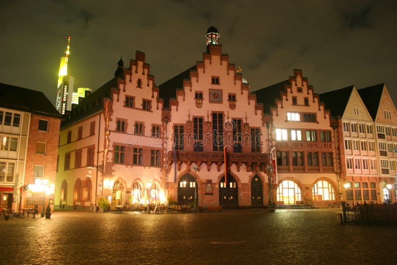 Frankfurt, Germany - Townhall RÃ¶mer at night. Frankfurt, Germany - Townhall RÃ¶mer at night