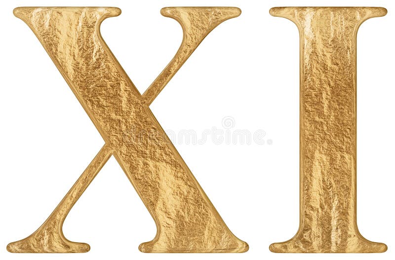 Römische Zahl XI, undecim, 11, elf, lokalisiert auf weißem Hintergrund, 3d übertragen