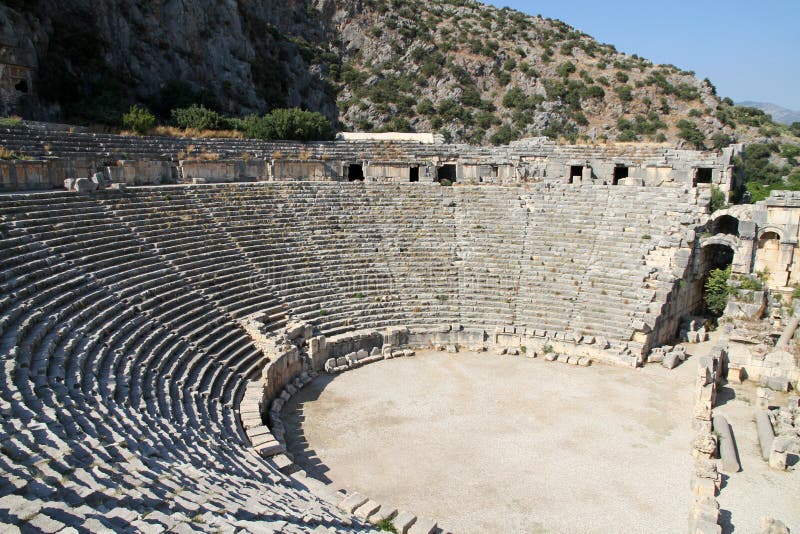 A view from the ruins of a greek and later roman amphitheatre in Myra, Turkey. A view from the ruins of a greek and later roman amphitheatre in Myra, Turkey.