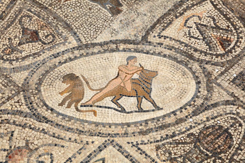 Römisches Mosaik in Volubilis lizenzfreie stockfotografie Römisches Mosaik in Volubilis lizenzfreie stockfotografie