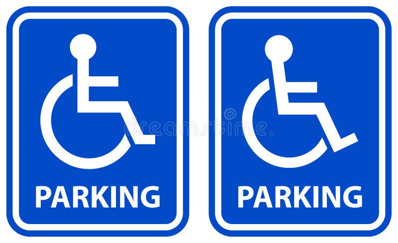 Illustration of disabled parking sign blue color icons on white background. Illustration of disabled parking sign blue color icons on white background