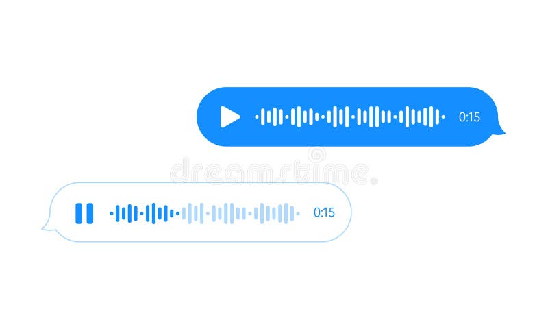Röstmeddelandebubblor för ljudchatt ui ux-gränssnittsvektormeddelandepost för rösttelefoni. röstmeddelandeljudpost eller meddeland