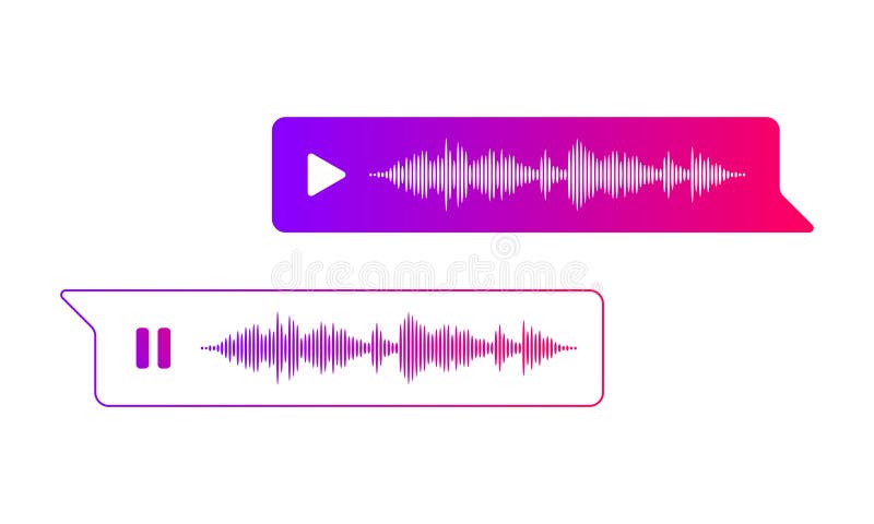 Röstmeddelandebubblor för ljudchatt ui ux-gränssnittsvektormeddelandepost för rösttelefoni. röstmeddelandeljudpost eller meddeland
