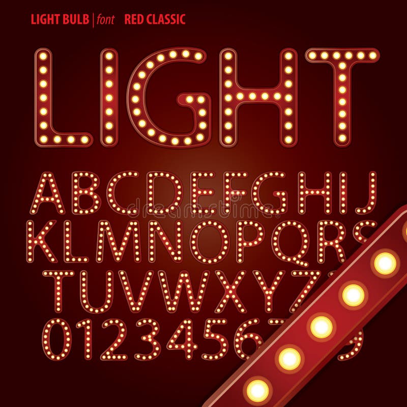 Rött klassiskt alfabet för ljus kula och siffravektor