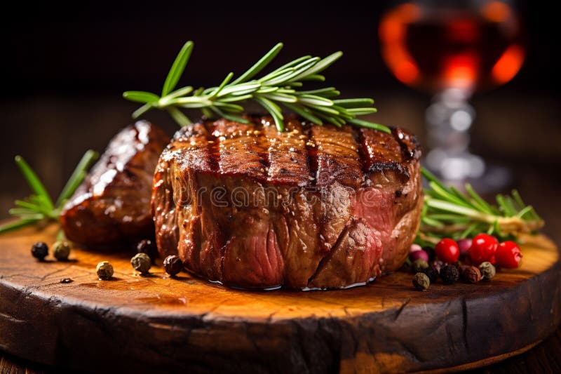 Rött kött Mörkt livsmedel rök bakgrund Rått grillkött stekt. generativ ai. arkivfoto