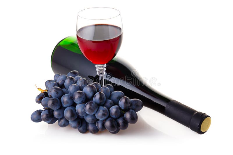rött vin för flaskbägaredruvor arkivfoton rött vin för flaskbägaredruvor arkivfoton