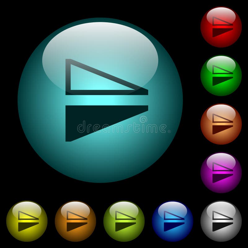 Răsturnare pictograme verticale în butoane de sticlă colorate iluminate royalty free illustration