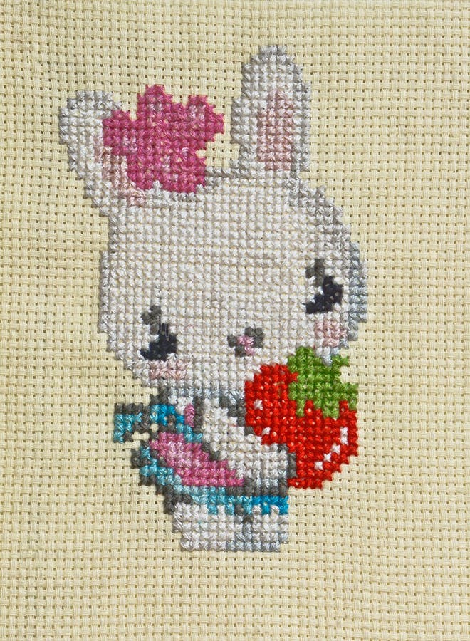 Ręcznie Robiony broderii I ściegu królika projekt obrazy royalty free Ręcznie Robiony broderii I ściegu królika projekt obrazy royalty free