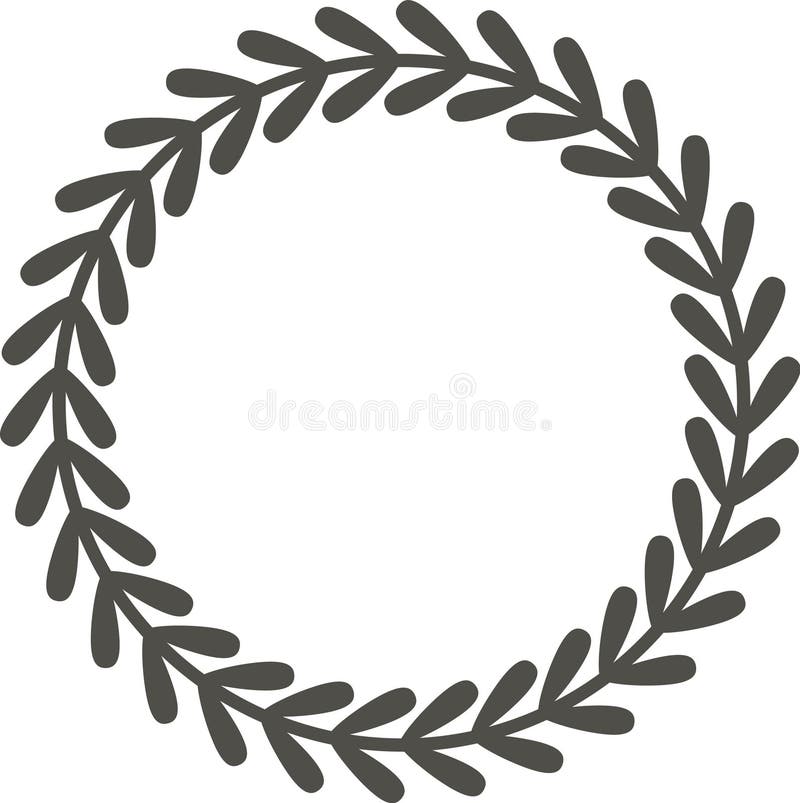 Ręcznie wyciągnięty okrągły wieniec laureata tworzy prostą, ale elegancką ramę dekoracyjną idealną do dodawania dotyku natury i ilustracja wektor