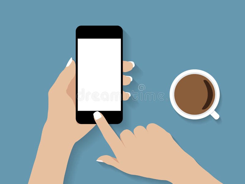 Ręka dotyka i mienia telefonu wektor ilustracji