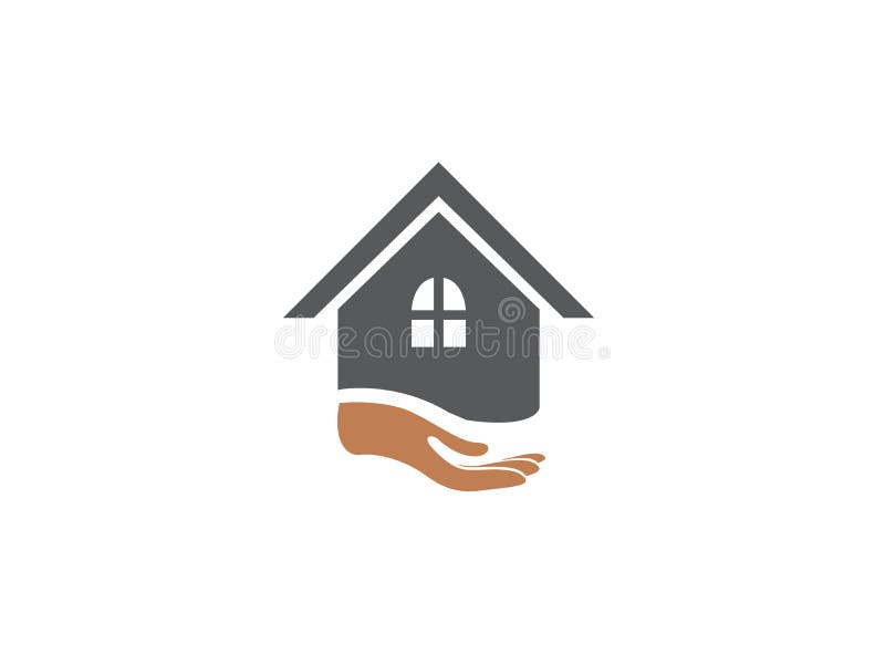 Ręka i dom dla logo projekta ilustracji ilustracji Ręka i dom dla logo projekta ilustracji ilustracji